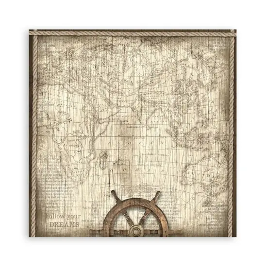 Stamperia Polyester Fabric 12"X12" 4/Pkg-Sea Land {5}