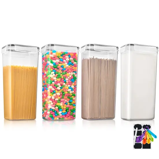 Sorbus 4 Pack Airtight Cereal Dispenser Canister Set with Lids - Easy Pour, Stackable, Store Dry Food, Rice Pasta and more {2}