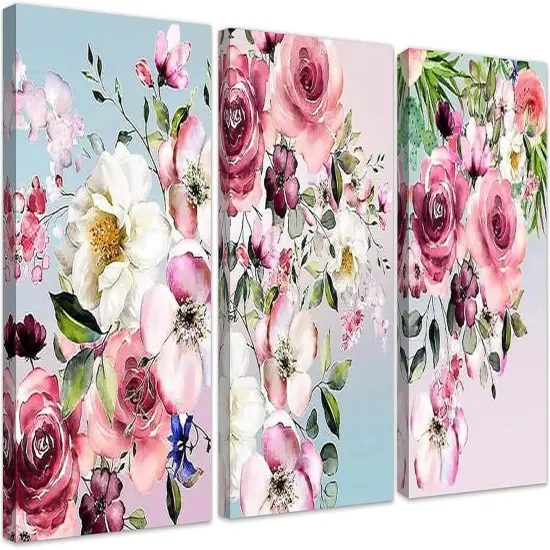 5D Diamond Art Painting,3 Pack Large Flowers Diamond Painting Kits for Adults,DIY Full Drill Crystal Rhinestone Arts and Crafts,Gem Art Painting Flower with Diamond Home Wall Decor 9.8x13.8 inch {1}