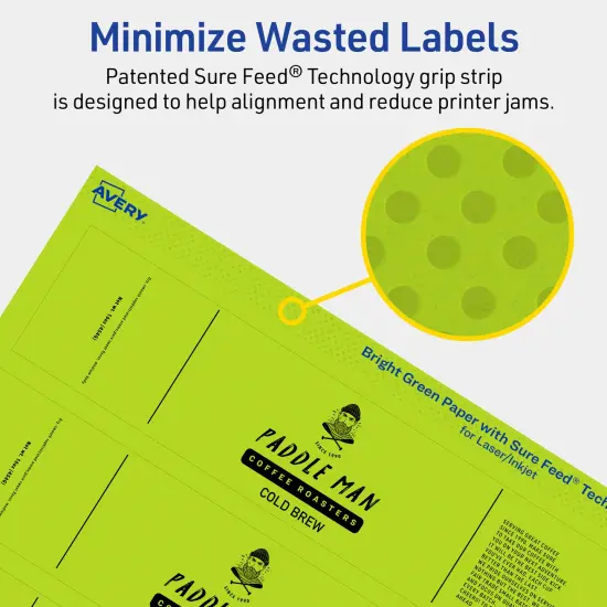 Avery Bright Green Paper Labels, 1" x 7" Rectangle {4}