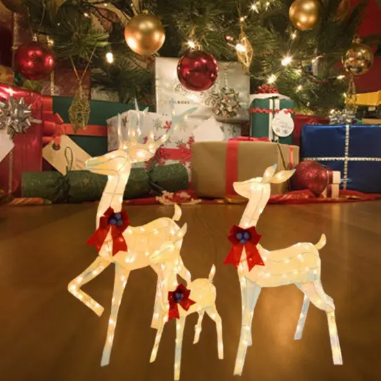 Glowing LED Deer Family Set with 210 Lights for Holiday Yard Decor Height 60"x 48" x 32" {4}
