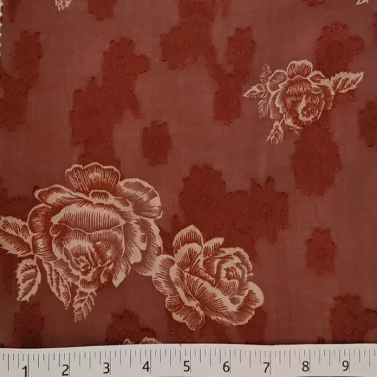1 Yard Brown Jacquard Chiffon Lightweight Sheer Fabric with Textured Woven Pattern, 57/58" Wide {3}