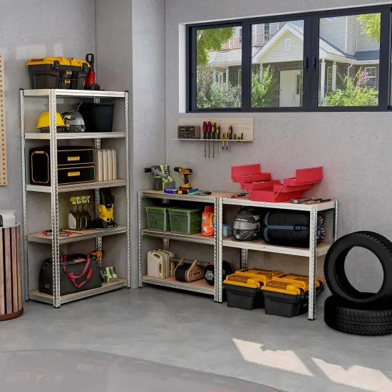 Costway 4 PCS 5 Tier Adjustable Garage Shelving Unit with 2000 lbs Max Load for Warehouse Black/Grey/Blue/Silver {4}