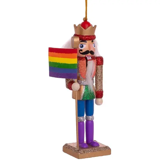 6" Gay Pride Nutcracker Ornament – Colorful Wooden Christmas Decoration {2}