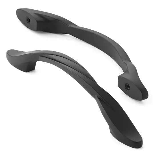 Cauldham Solid Braided Kitchen Cabinet Pulls Handles (5" Hole Centers) - Drawer/Door Hardware - Style M260 - Matte Black {2}