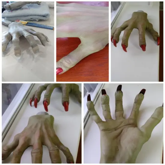 Halloween Skeleton Hands Realistic Life Size Fake Plastic Zombie Hands for Halloween Scary Props Decoration, 1 Pair {5}