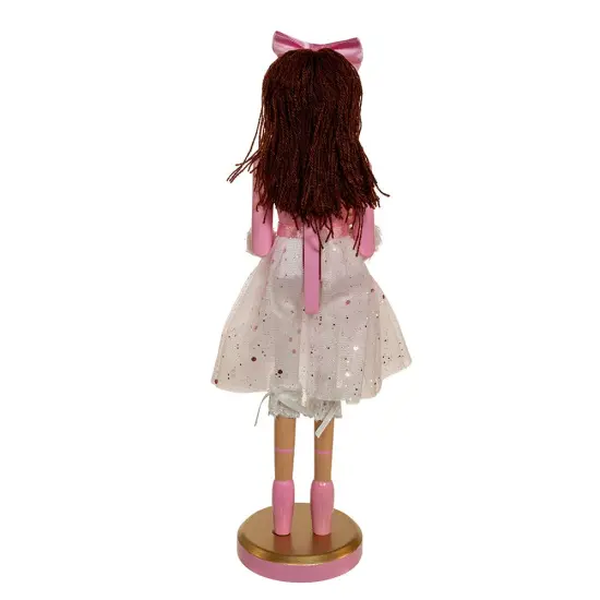 12" Pink Clara Ballerina Nutcracker with Brunette Hair &ndash; Elegant Christmas Decoration {3}