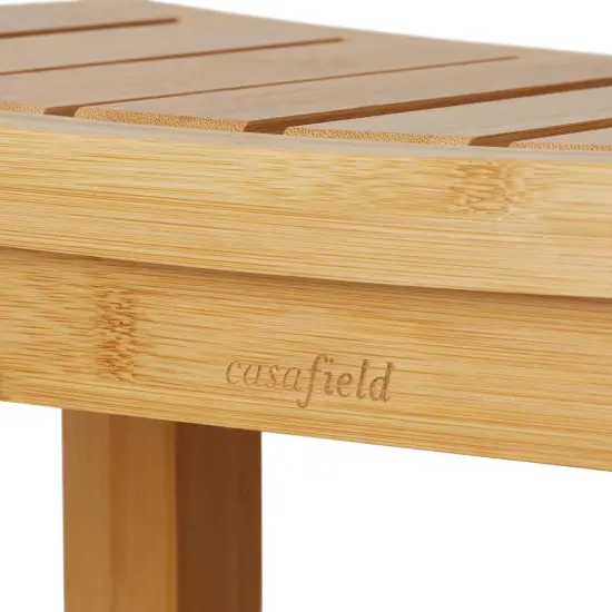 Casafield Bamboo Shower Bench with Storage Shelf, Wooden 2-Tier Bathroom Spa Stool for Indoor or Outdoor Use {4}