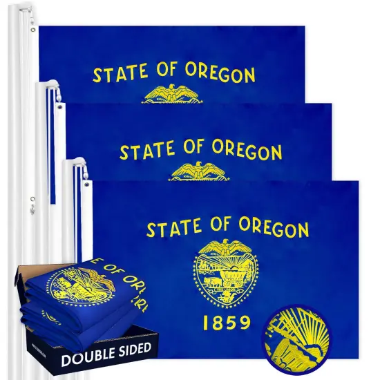 Oregon OR State Flag 3x5 Ft 3-Pack Double-sided Embroidered Polyester By G128 {1}