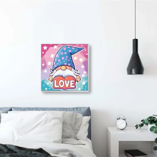 Framed Paint by Numbers Kit for Adults & Beginner - 8x8 Inch Canvas Valentine's Day Paint by Numbers - Gnome Educational & Creative Art Set for Beginners - Perfect for Home Wall Decoration {3}