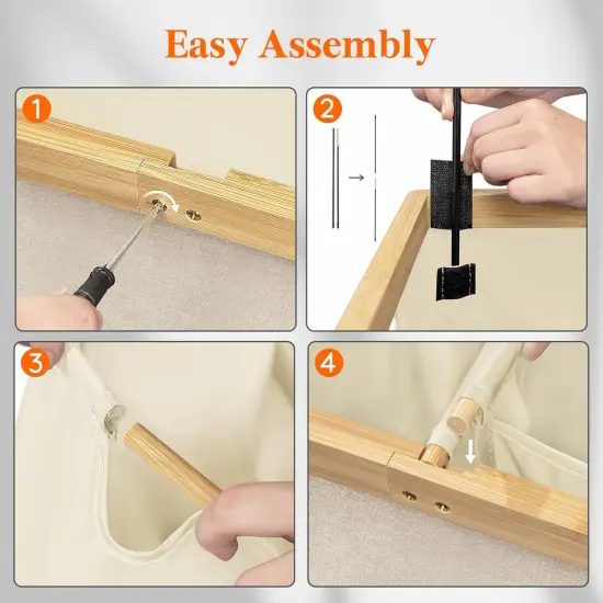 Double Laundry Hamper with Lid, Extra Large Bamboo Laundry Basket Dirty Clothes Hamper, 2 Section Laundry Bin Organizer for Laundry Room Bedroom {5}