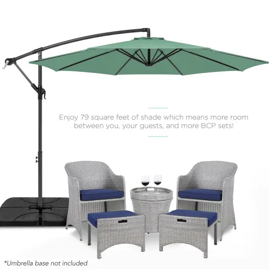 Best Choice Products 10ft Offset Hanging Outdoor Market Patio Umbrella w/ Easy Tilt Adjustment Seaglass {2}