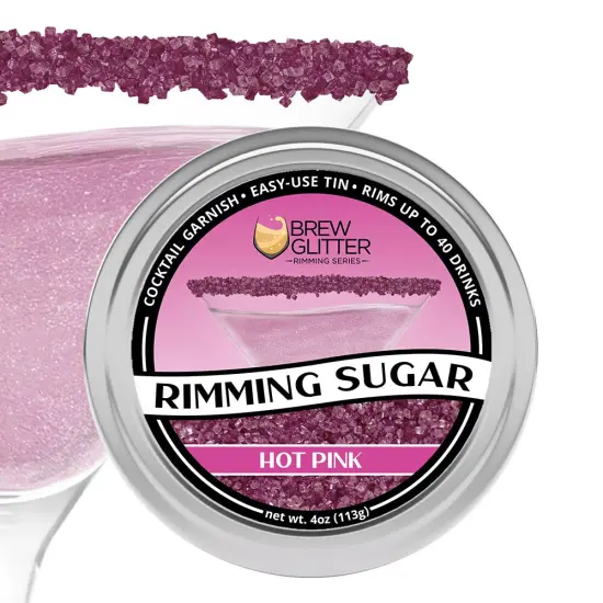 Brew Glitter - Hot Pink Rimming Sugar (4oz, 1x Bar Tin) Cocktail Garnish for Mixed Drinks & Refreshment {1}