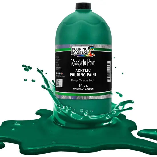Pouring Masters Deep Ocean Teal Ready to Pour Acrylic Pouring Paint - Premium 64-Ounce Pre-Mixed Fluid Acrylic Paint - Fluid Art Supplies for Canvas, Wood, Paper, Tile & Rocks {1}