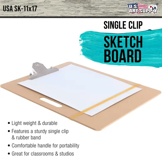 11" x 17" Artist Sketch Tote Board - Lightweight Hardboard Drawing Board with Handle, Clip & Rubber Band for Art, Sketching, Travel, Studio {2}