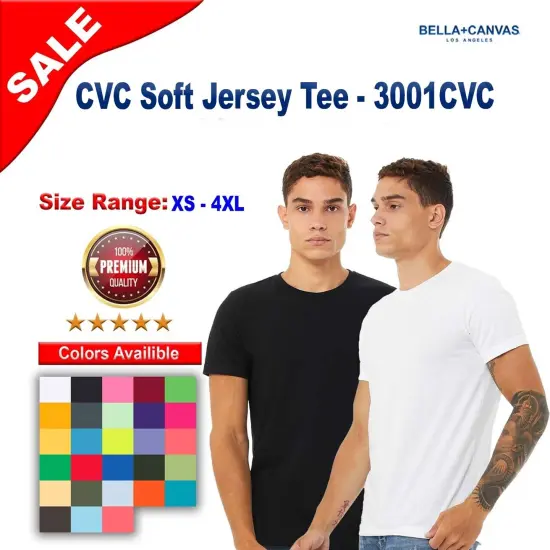 BELLA + CANVAS&reg; Crewneck Short Sleeve CVC Jersey Tee Heather blue lagoon {2}