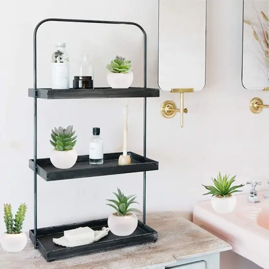 Set of 6 Succulents Plants Artificial in Mini White Ceramic Pots Small Fake Succulents Plant Faux Indoor Decor Windowsills Bedroom Desk Bathroom Office Home Decoration {4}