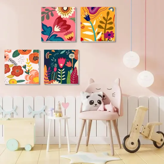 4 Pack Paint by Numbers Kit for Adults Framed,Flowers Paint by Numbers for Adults Beginner,DIY Acrylic Oil Painting for Home Wall Decor(8x8inch) {4}