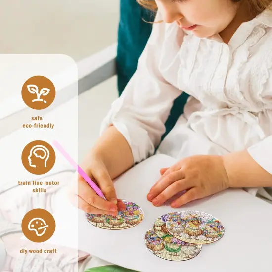 Chicken Diamond Art Painting Coasters - 8PCS Rooster Diamond Art Kits {5}