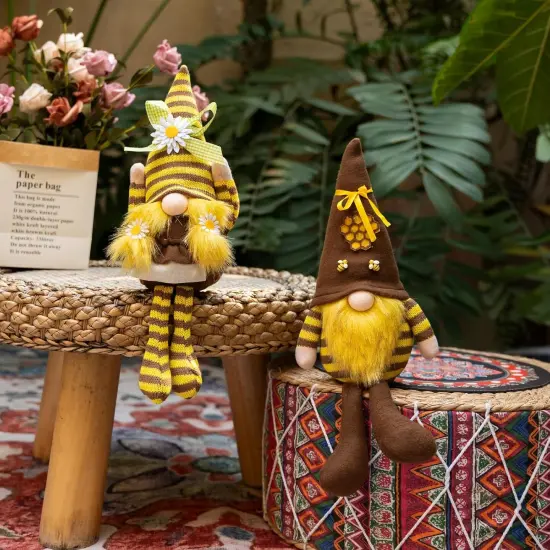 Large Bumble Bee Gnomes Plush - Handmade Honey Bee Swedish Dwarf Doll Spring Home Decor, Farmhouse Kitchen Party Ornaments World Bee Day Decorations Gifts {2}