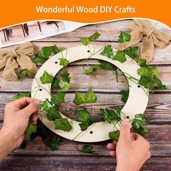 12 Pcs Wooden Wreath Frames for Crafts Unfinished Wooden Craft Floral Hoop Rings DIY Garland Wood Hanging Decorations for DIY Holiday Wreath Wall Home Craft Decor,12 Inch {4}