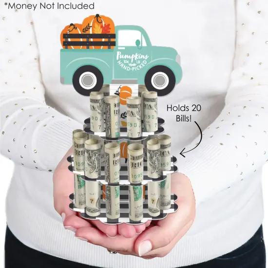 Big Dot of Happiness Happy Fall Truck - DIY Harvest Pumpkin Party Money Holder Gift - Cash Cake {3}