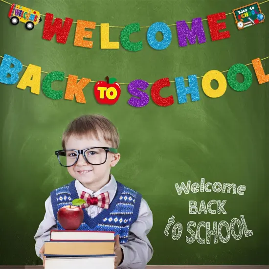 Glittery Welcome Back to School Banner Set Back to School {2}