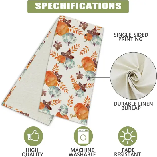 Fall Table Runner Watercolor Pumpkin Autumn {2}