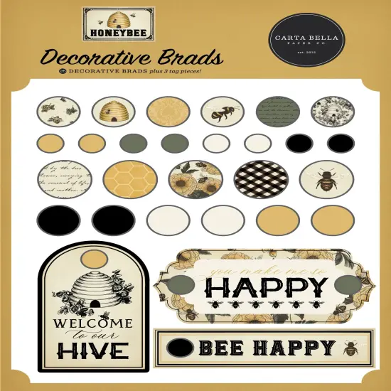 Carta Bella Decorative Brads-Honey Bee {1}