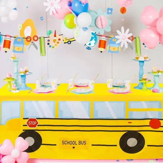 6 FT School Bus Tablecloth Back to School Table Cloth Decorations {4}