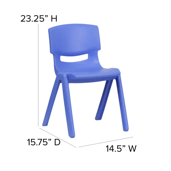 Emma and Oliver 5 Pack Plastic Stackable School Chair with 13.25" Seat Height Blue {4}