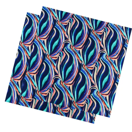 Orange and Navy Swirls Printed Spandex {6}