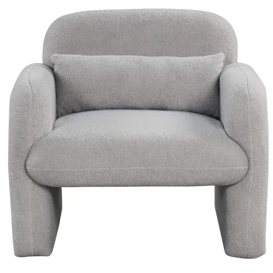Modern Accent Chair with Waist Pillow and Armrests for Living Room Bedroom Grey {4}