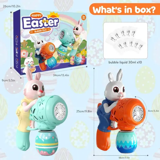 Bubble Guns for Toddlers,2pcs Rabbit Bubble Machine for Kids,Automatic Bubble Blower with 10 Bubble Solutions {4}