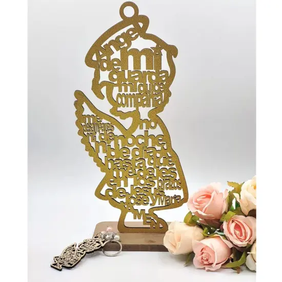 12pcs Angel Girl Wood Centerpiece Decorate Your Home Gold {2}