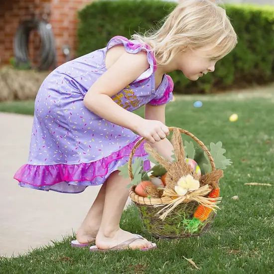Bunny Easter Woven Basket for Party Favors, Handmade Wicker Rattan Easter Candy Eggs Baskets for Kids, Cute Rabbit Picnic Hamper for Easter Egg Hunt Party Gifts Toy Storage {2}