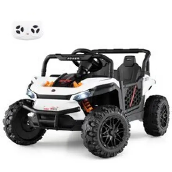 Red 12V Ride-On Truck Off-Road UTV for Kids with Parental Remote & LED Lights Black {9}