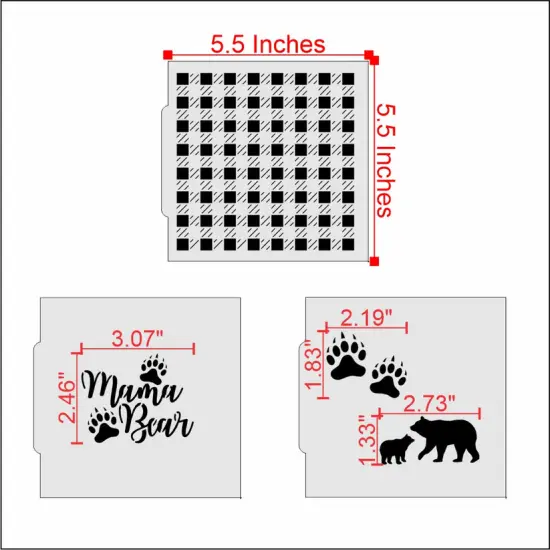 Mama Bear 3 Piece Cookie Stencil Bundle {2}