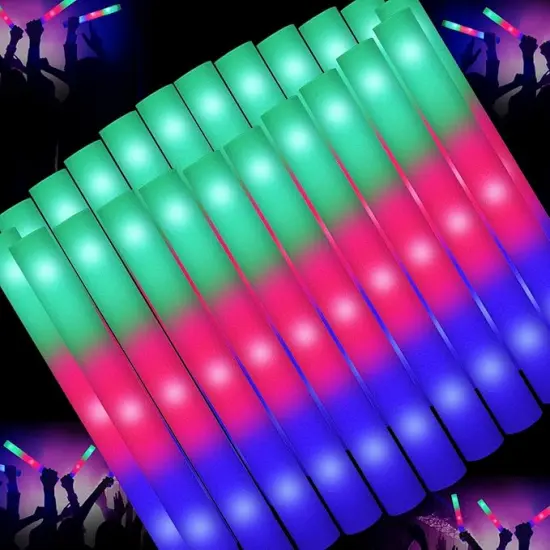 44 PCS Foam Glow Sticks with 3 Modes Colorful Flashing, Glow Sticks Party Pack, Glow in Dark Party Supplies, foam Glow Sticks Bulk for Wedding, Raves, Concert, Party, Halloween Party,4th of July {1}