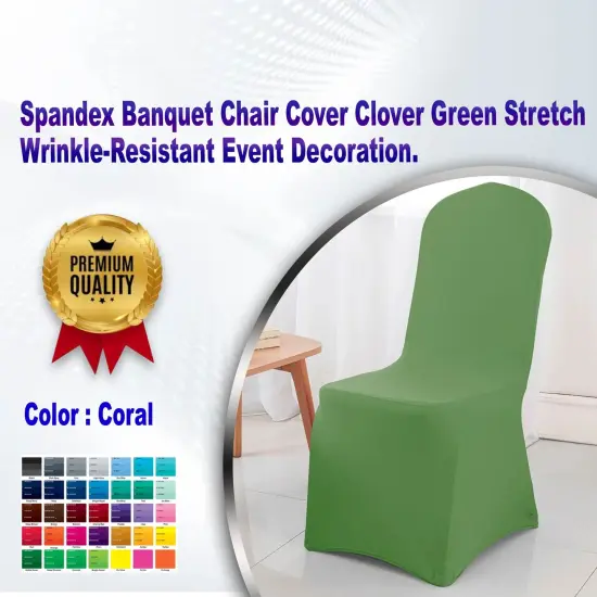 1 Piece Spandex Banquet Chair Cover Clover Green Stretch Wrinkle-Resistant Event Decoration. {1}