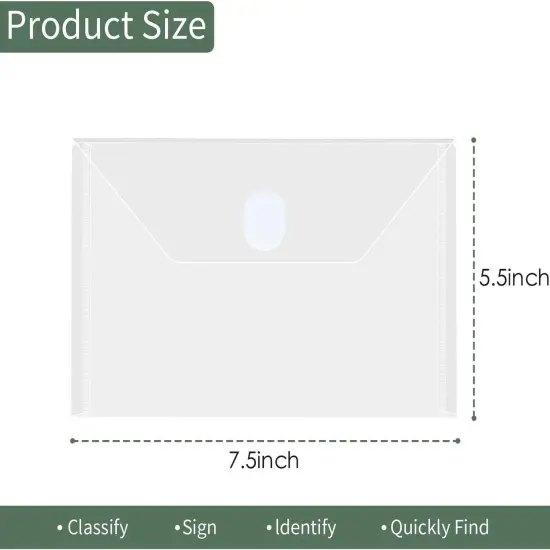 48 Packs Clear Plastic Small Envelope with Hook & Loop Closure 5 1/2 x 7 1/2 Ploy Envelope {2}