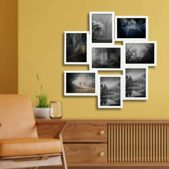 White 8-Photo Collage Frame 5" x 7" &ndash; Lightweight Durable Plastic with Polystyrene Protection {4}