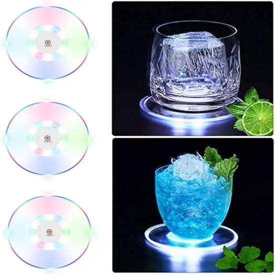 3 PCS Colorful LED Cocktail Coaster {1}