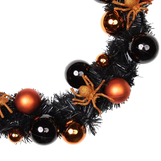 Northlight Spiders and Ornaments Halloween Wreath - 18" Orange and Black - Unlit {5}