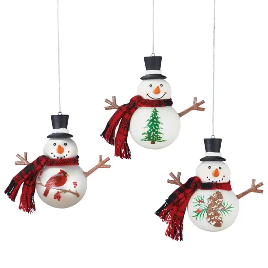 Collections Etc Charming Festive Snowman Ornaments 3-Piece Set {2}