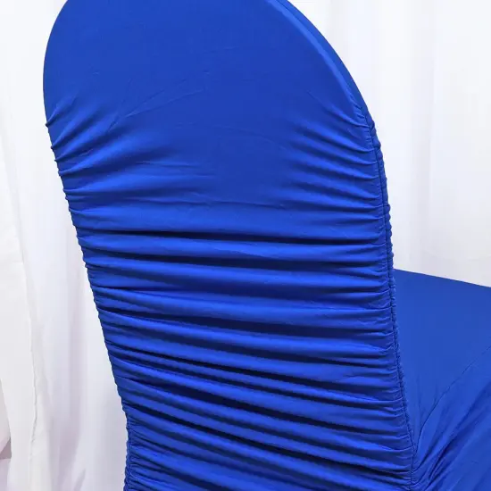 1 Piece Royal Blue Rouge Chair Cover, Elegant Ruffled Spandex Fit for Banquet Chairs {3}