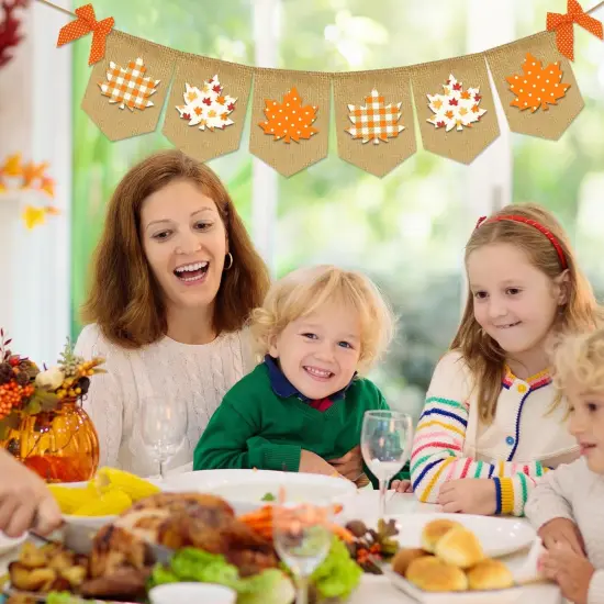 Fall Maple Leaf Burlap Banner {4}