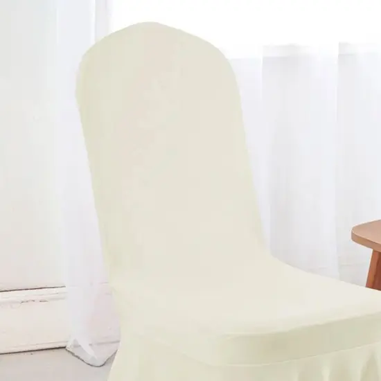 Spandex Banquet Skirt Chair Cover Ivory Stretch Skirt Fit Durable Event Decor {6}