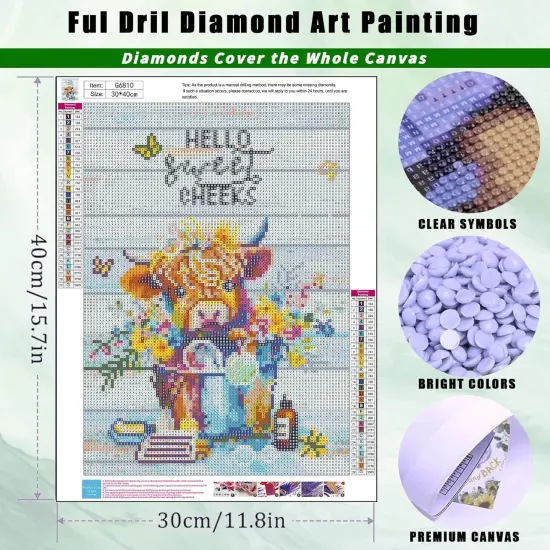 Highland Cow Diamond Painting Kits 12x16 inch {2}