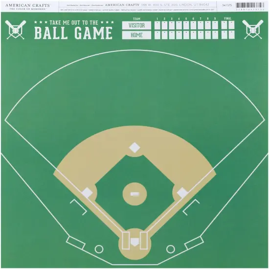 American Crafts Everyday Single-Sided Cardstock 12"X12"-Baseball Field {1}